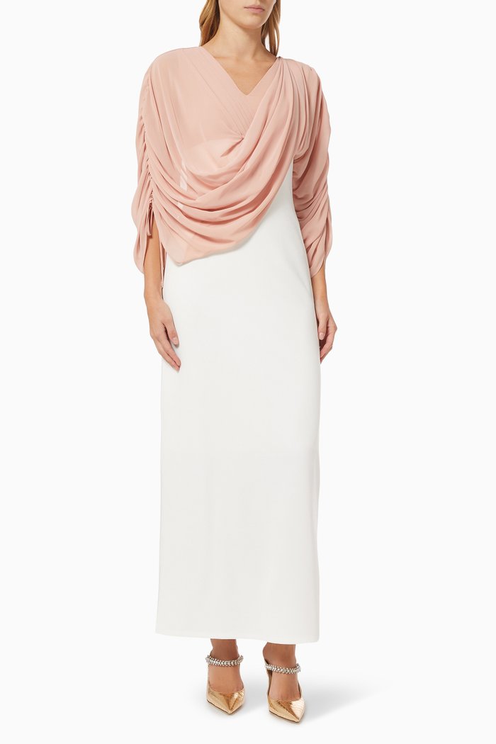 

Draped Ruched Dress, White