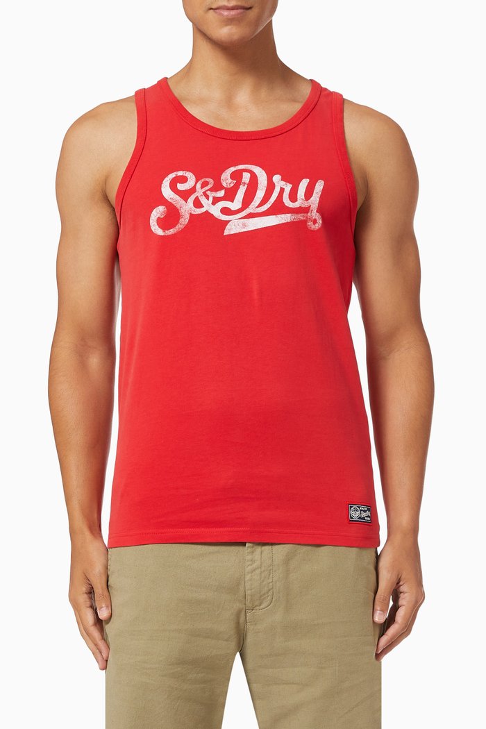 

Collegiate Graphic Vest in Cotton, Red