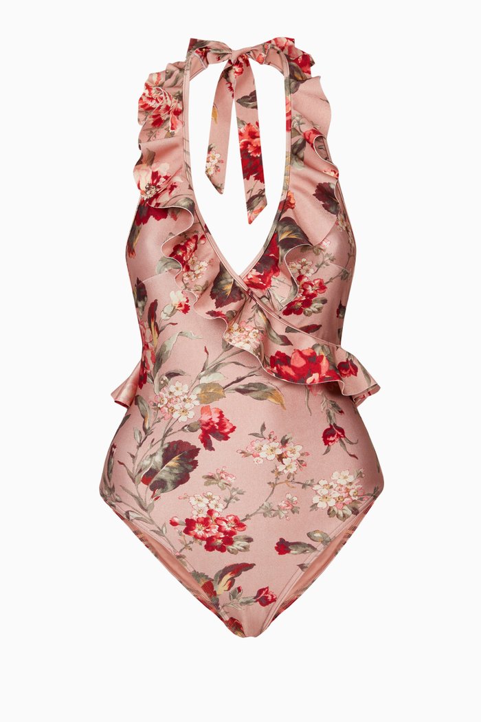 

Cassia Frill Wrap One Piece Swimsuit, Pink