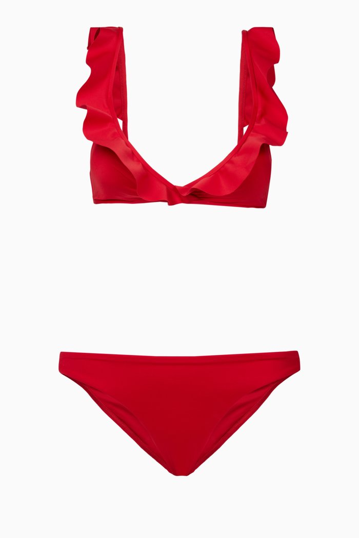

Cassia Waterfall Frill Bikini, Red