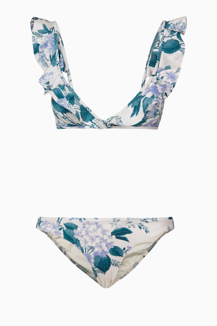 

Cassia Waterfall Frill Bikini, Blue