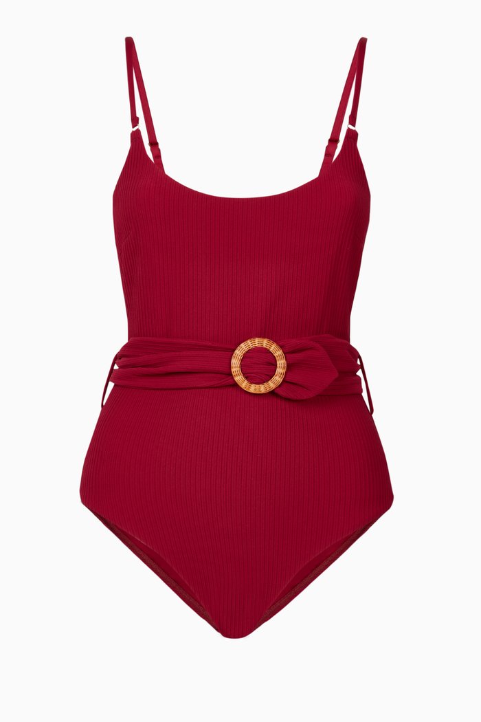 

Mae Rib One Piece Swimsuit, Red