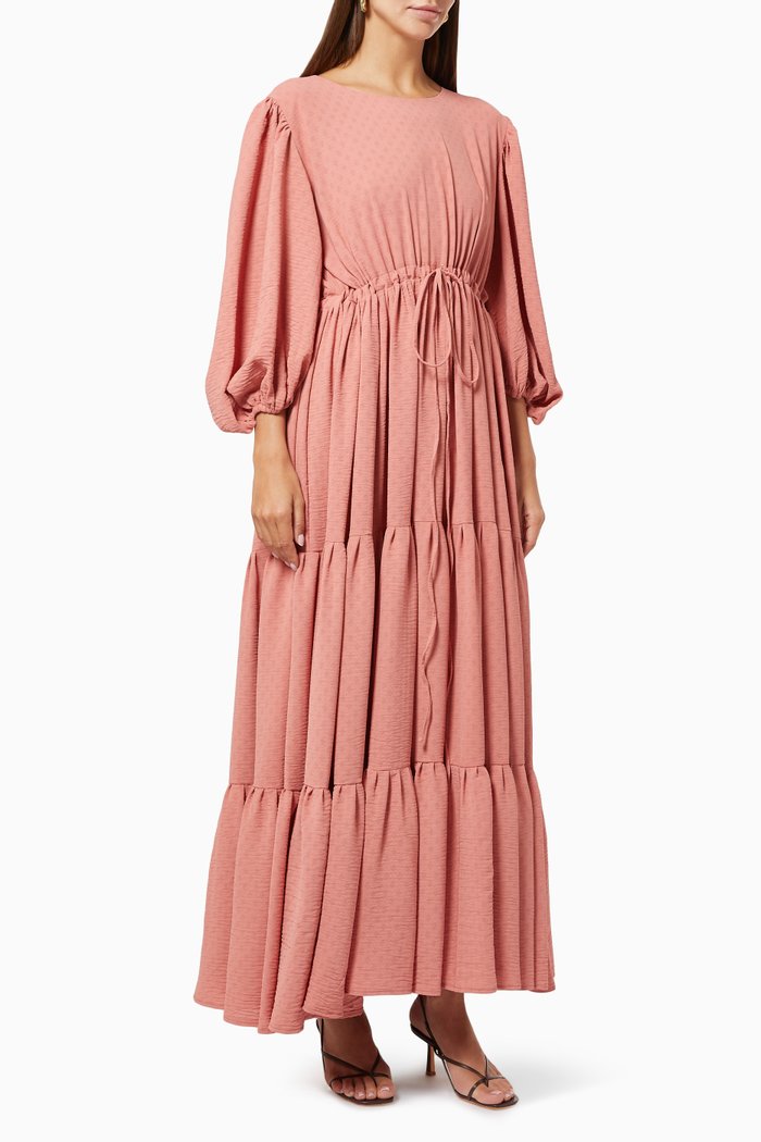 

Drawstring Tiered Dress, Pink