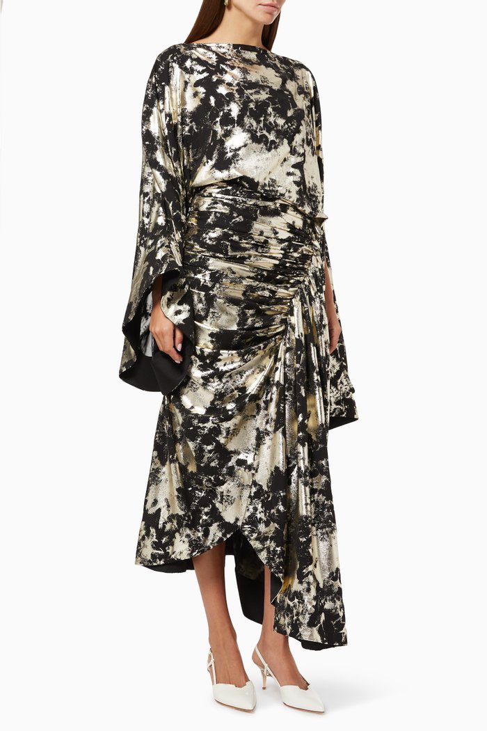 

Asymmetric Ruched Dress, Black