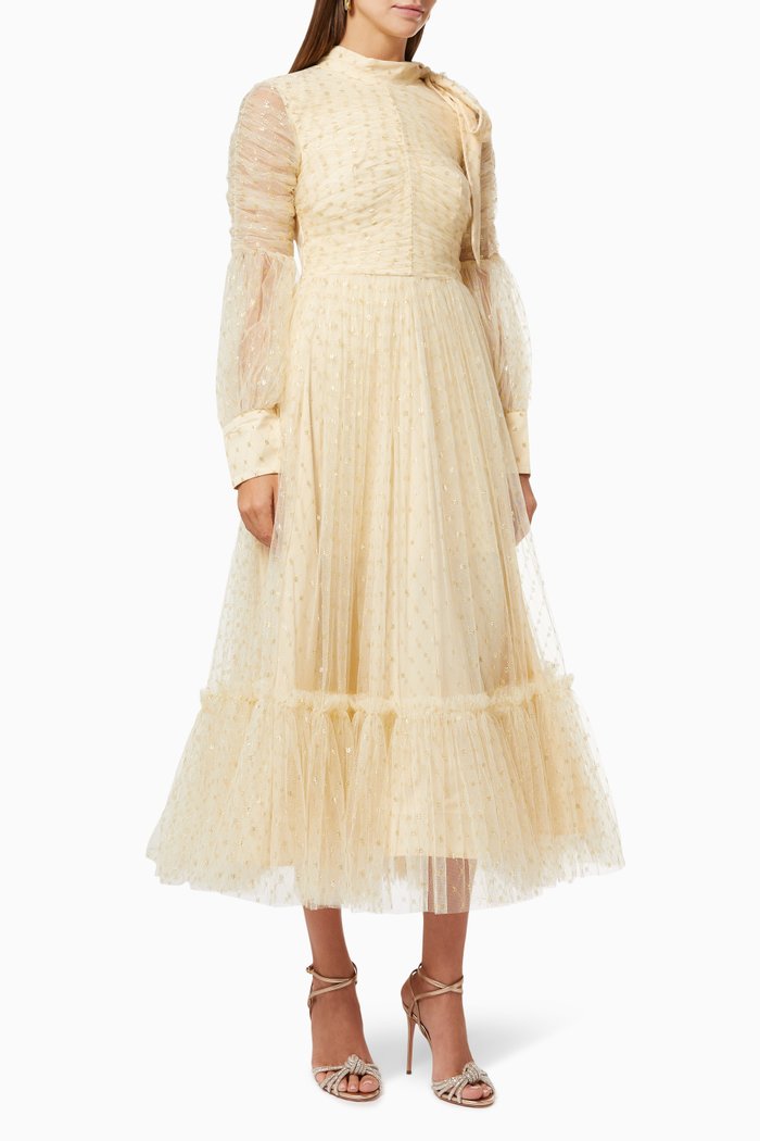 

Ruched Bow Dress, Yellow