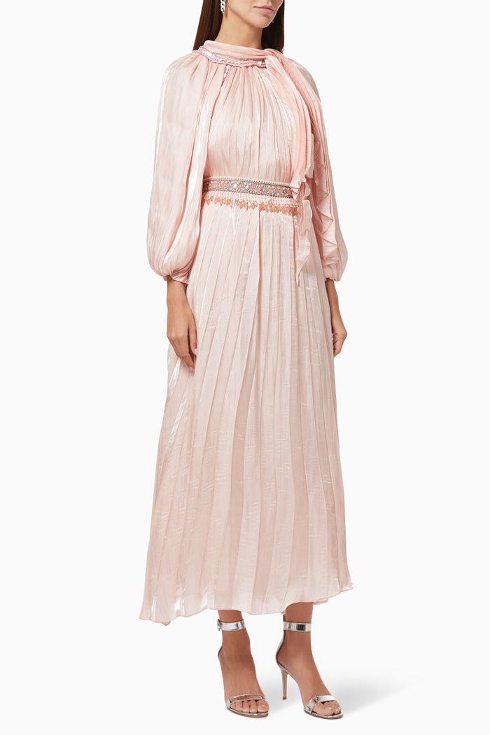 

Pleated Dress with Belt, Yellow