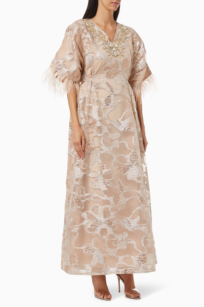 

Embroidered Feather Dress, Gold