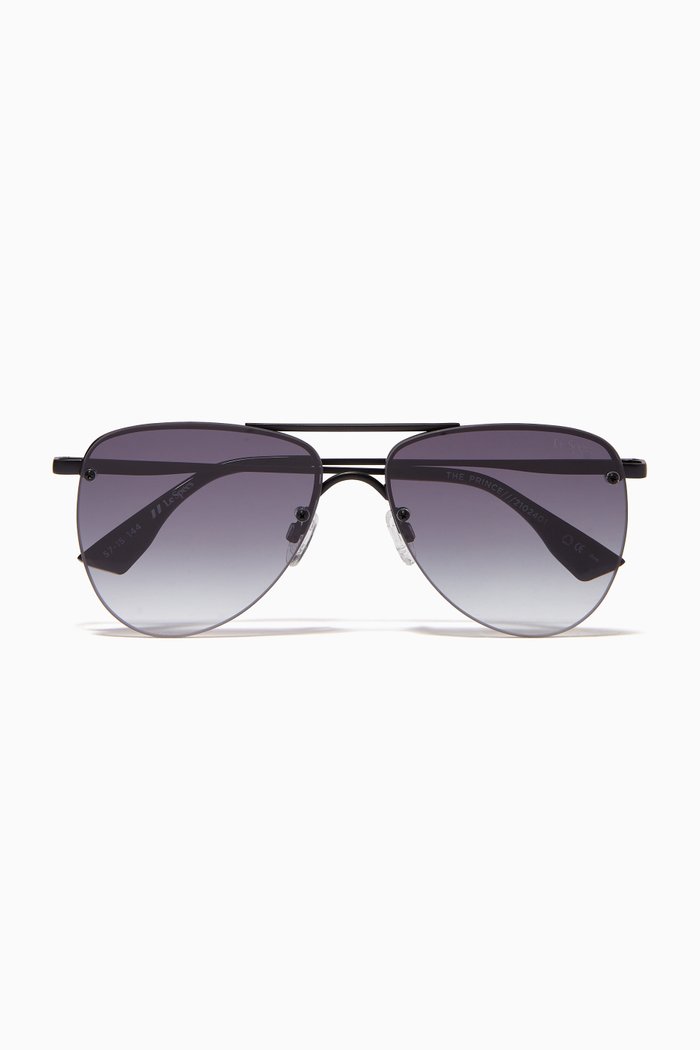 

The Prince Aviator Sunglasses in Metal, Black