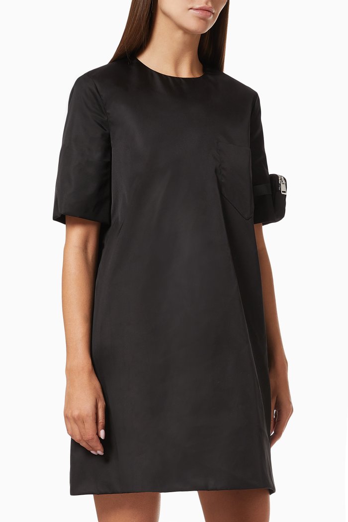 

Triangle Logo Dress in Re-Nylon Gabardine, Black