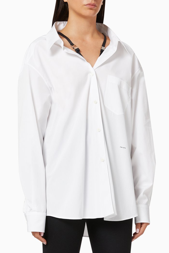 

Oversized Shirt in Cotton Poplin, White