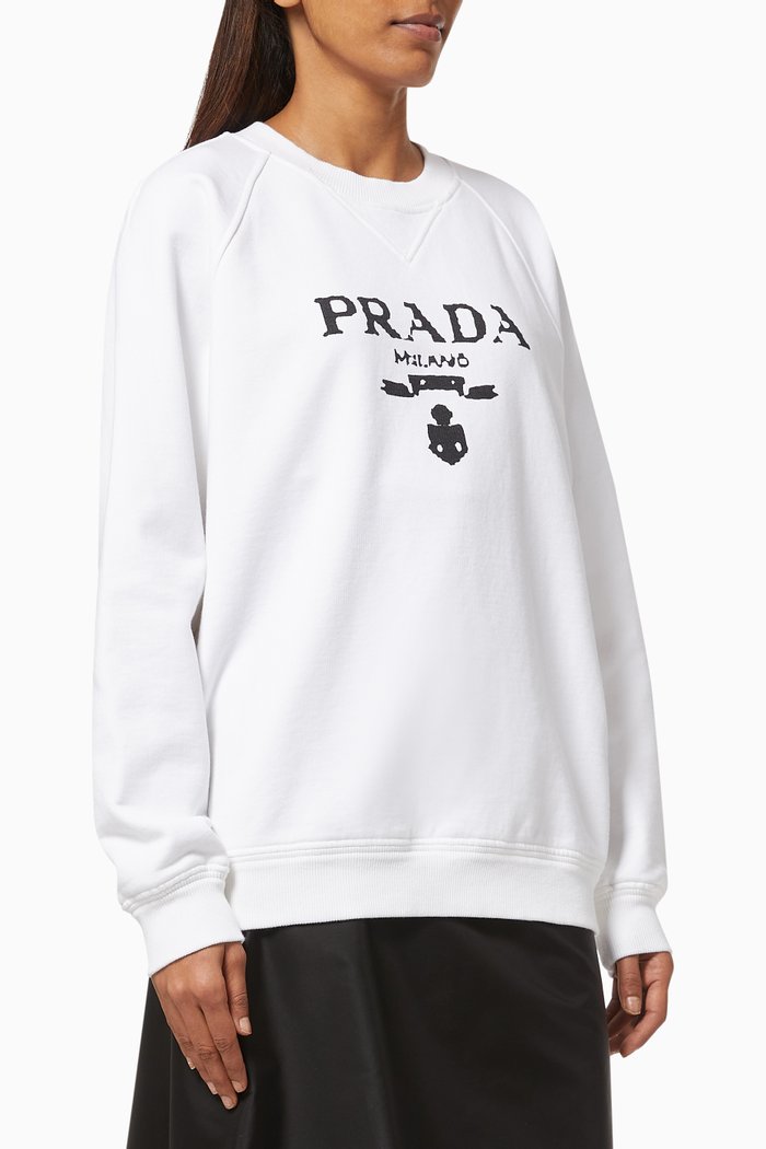 

Logo Print Oversized Sweatshirt in Cotton Jersey, White