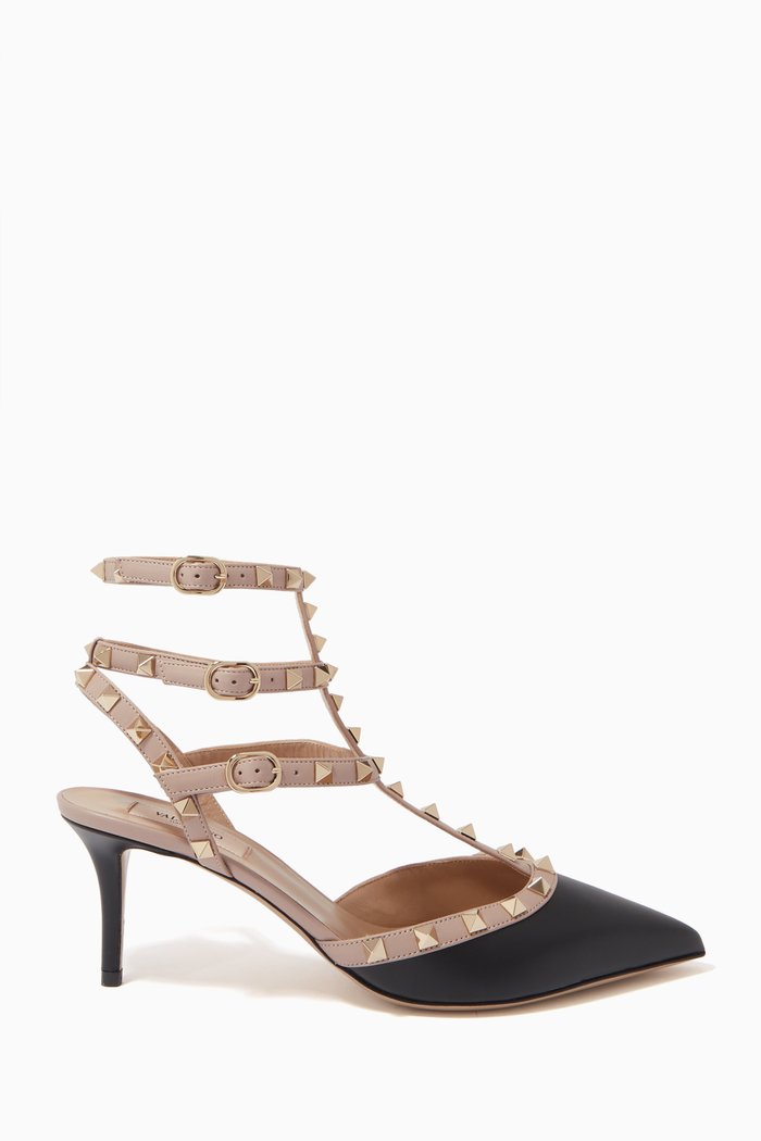 

Valentino Garavani Rockstud Caged Pumps in Leather, Black