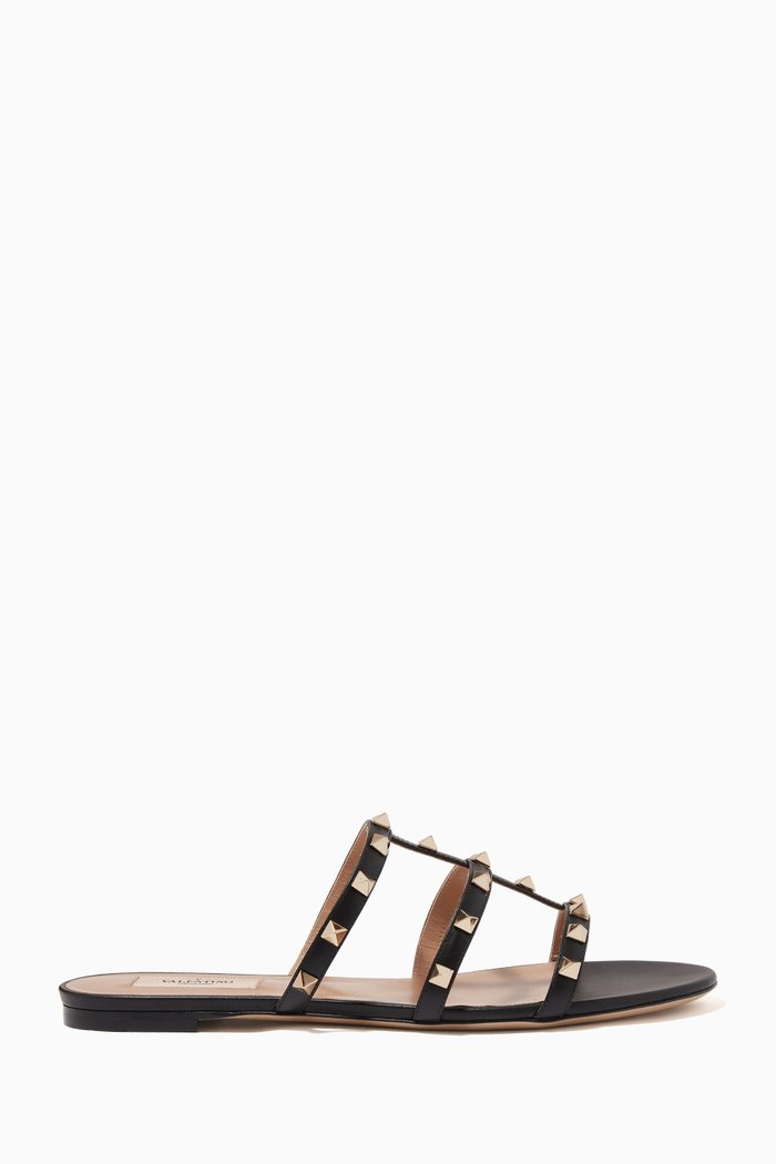 

Valentino Garavani Rockstud Slides in Leather, Black