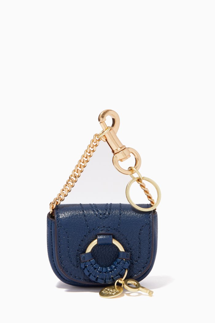 

Nano Hana Key Ring in Goatskin, Blue