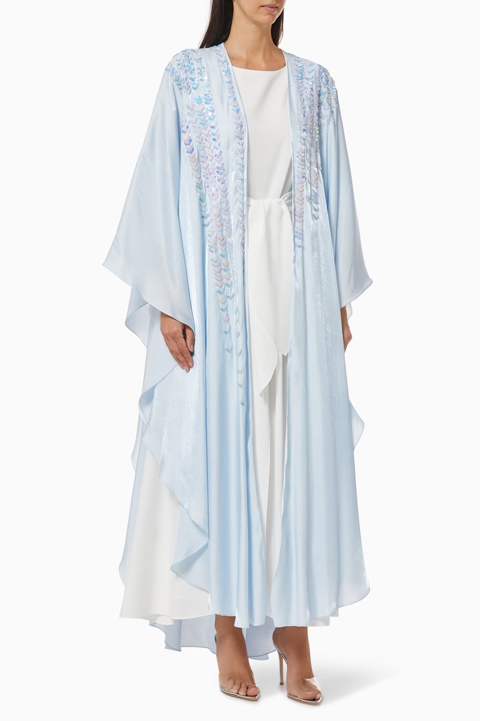 

Arrow Sequin Kaftan & Dress Set in Linen, Blue