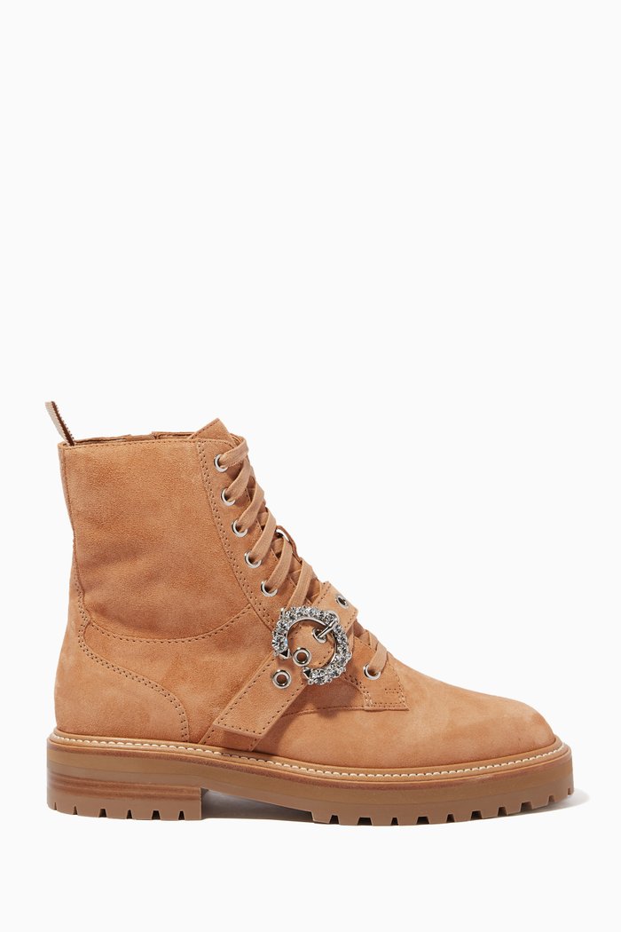 

Cora Flat Boots in Suede, Brown