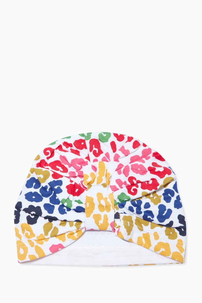 

Rainbow Leopard Turban in Organic Cotton, Multicolour