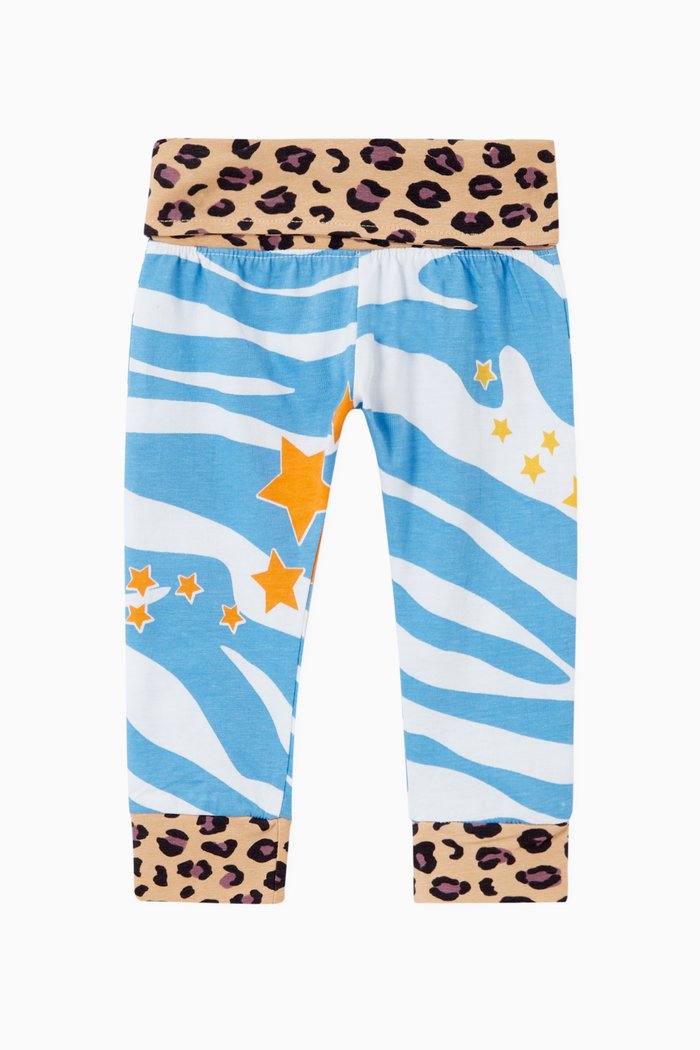 

Zebra & Leopard Print Leggings in Stretch Organic Cotton, Blue