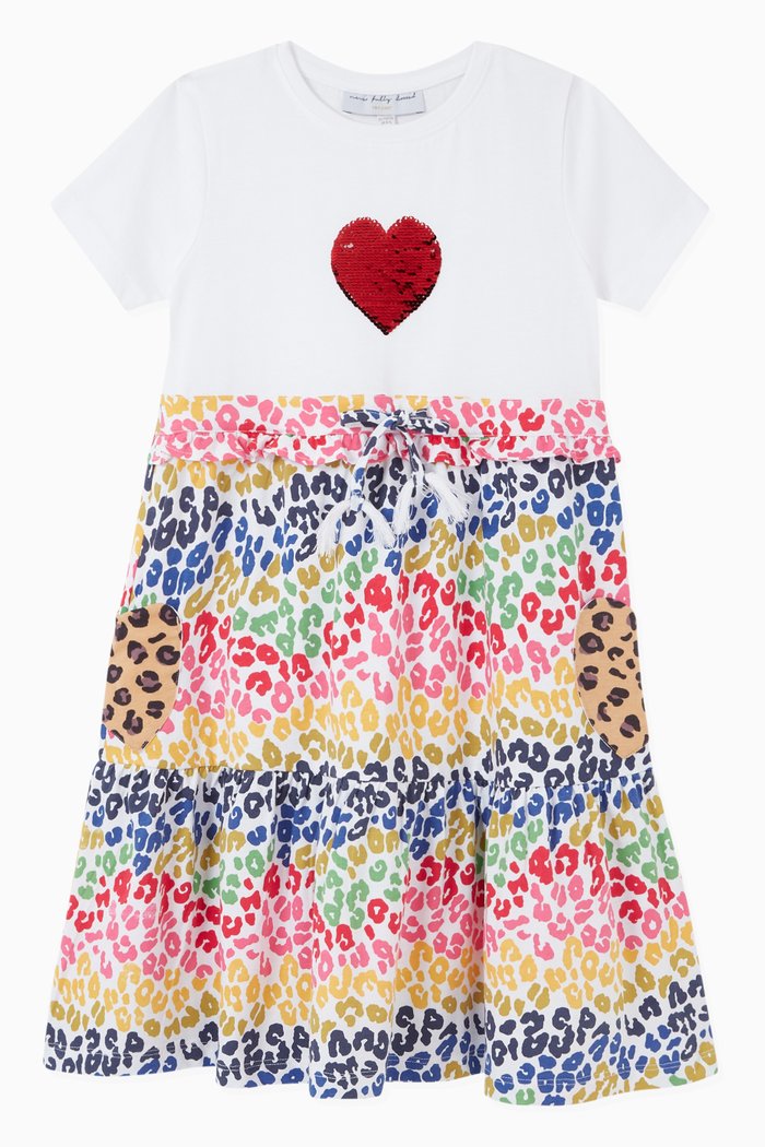 

Rainbow Leopard Midi Dress in Organic Cotton Jersey, Multicolour