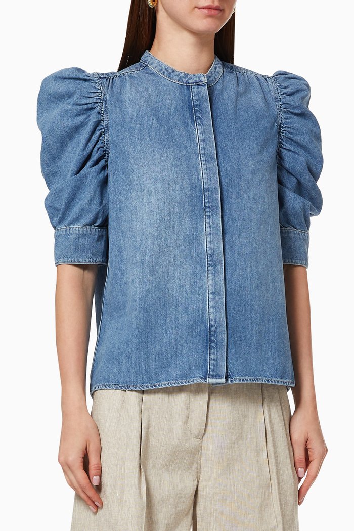

Gillian Top in Cotton Denim, Blue