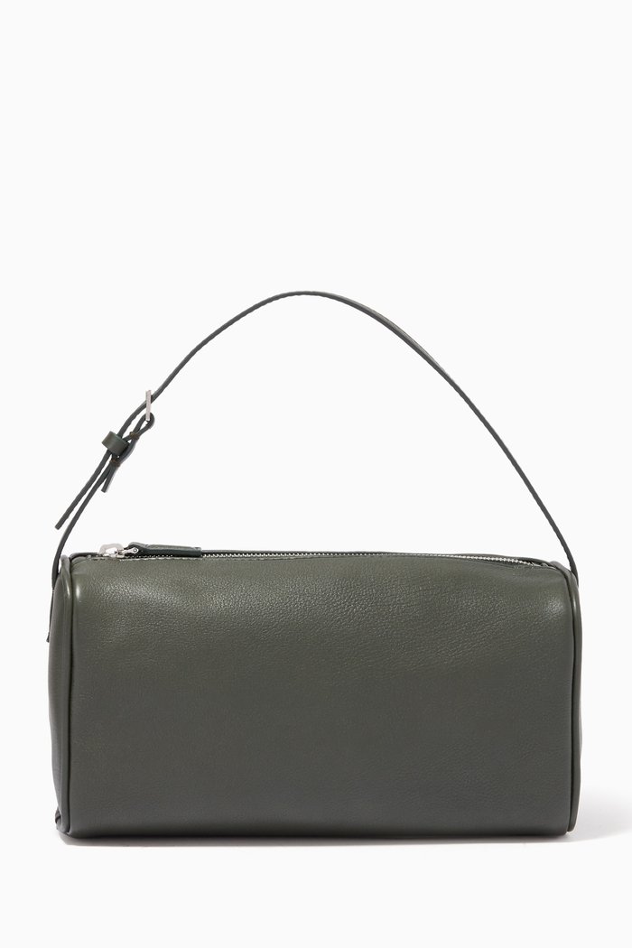 

90s Baguette Small Shoulder Bag in Leather, Green