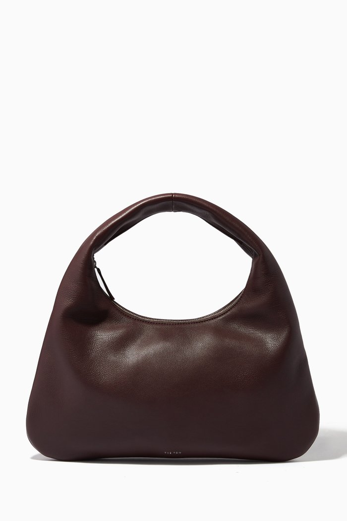

Small Everyday Shoulder Bag in Leather, Burgundy