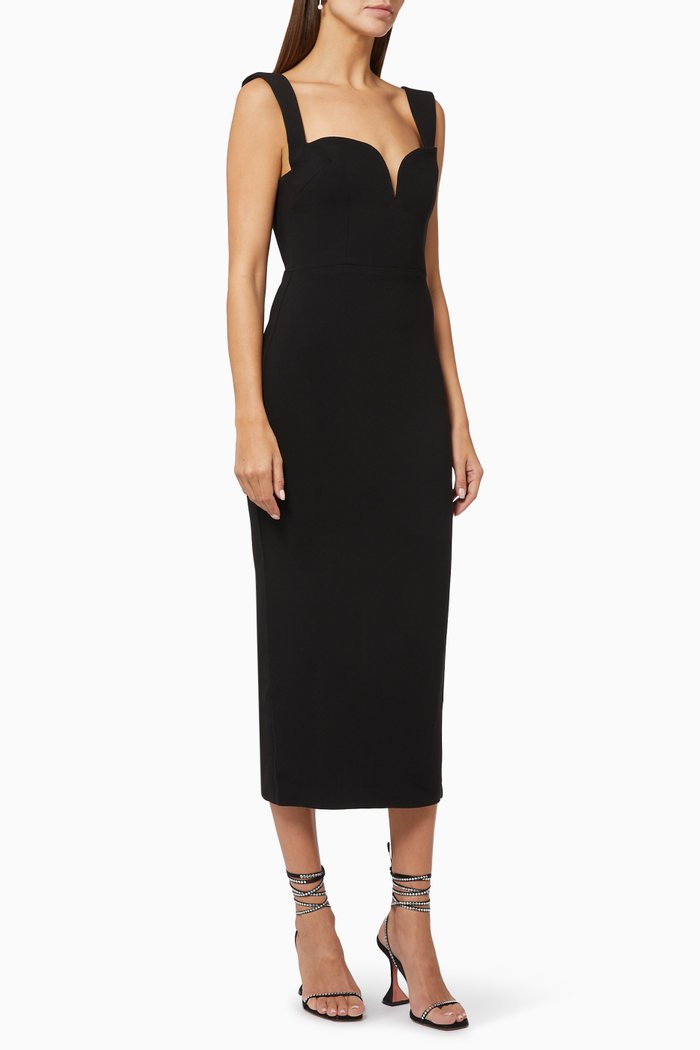 

Spencer Midi Dress in Stretch Crepe, Black