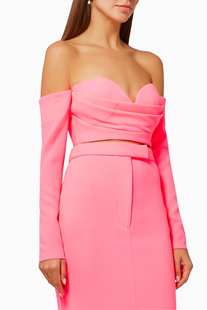 

Loren Crop Top in Stretch Crepe, Pink