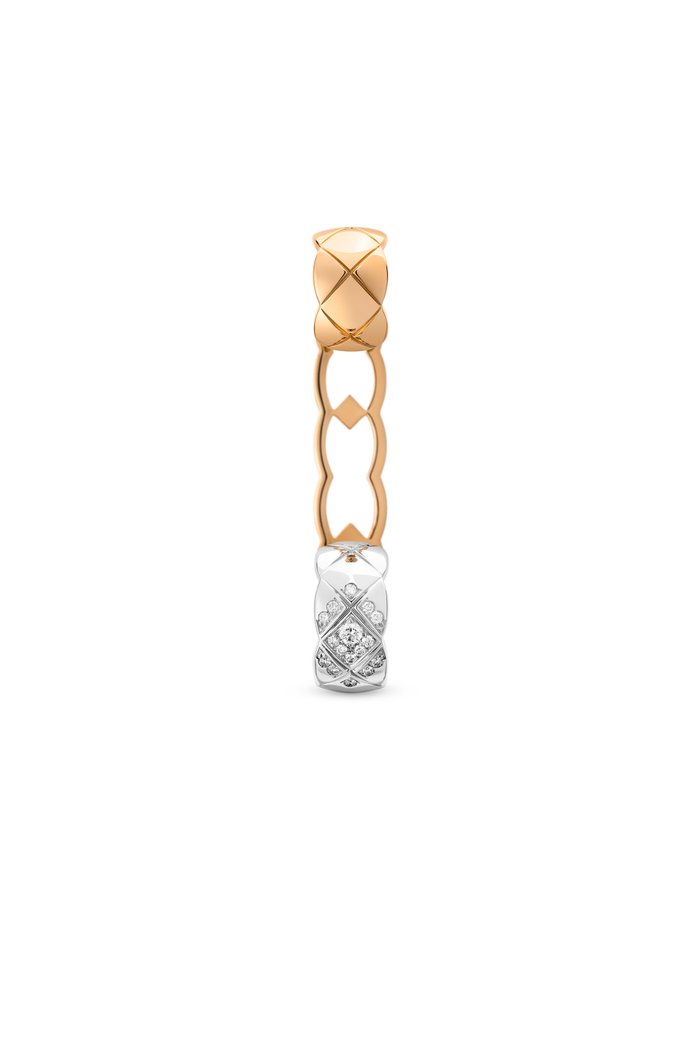 

Quilted motif, 18K white and BEIGE GOLD, diamonds