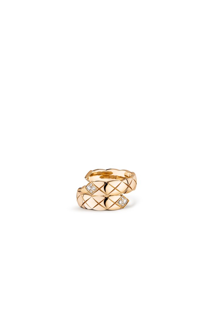 Quilted motif, large version, 18K BEIGE GOLD, diamonds, Neutral