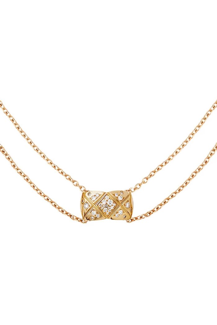 Quilted motif, 18K yellow gold, diamonds