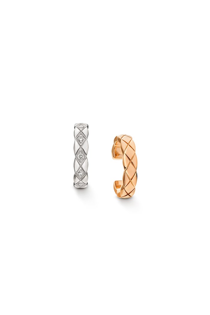 

Quilted motif, 18K white and BEIGE GOLD, diamonds, Multicolour
