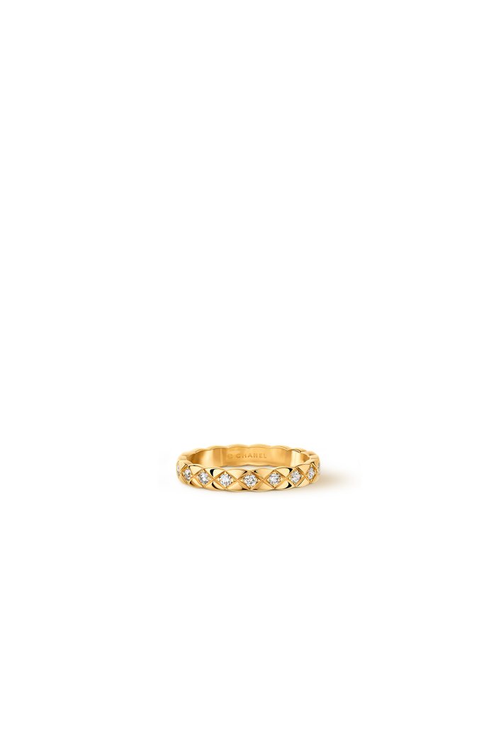 Quilted motif, mini version, 18K yellow gold, diamonds