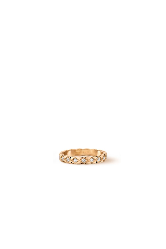 Quilted motif, mini version, 18K BEIGE GOLD, diamonds, Neutral