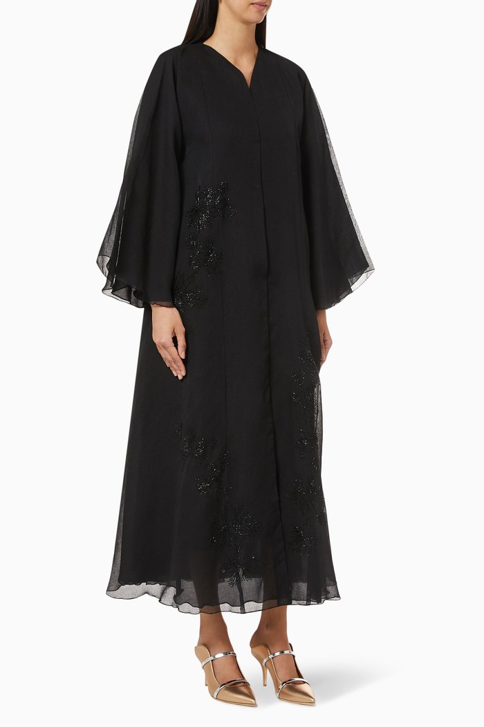 

Abaya with Beaded Embroidery, Black