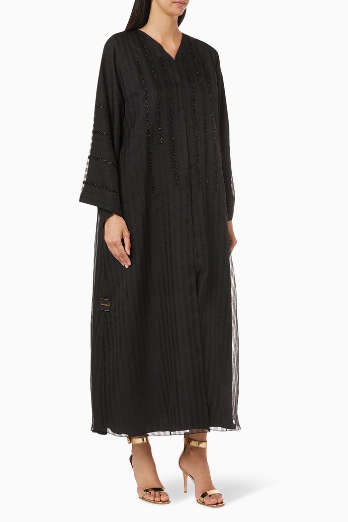 

Abaya with Beaded Embroidery, Black