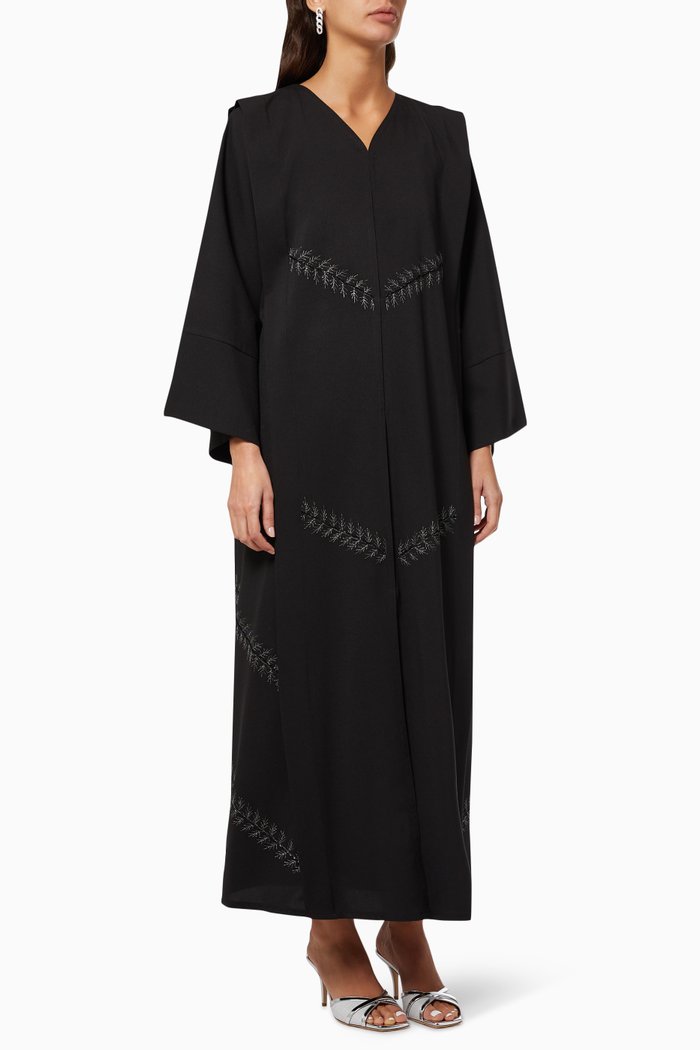 

Abaya with Beaded Embroidery, White