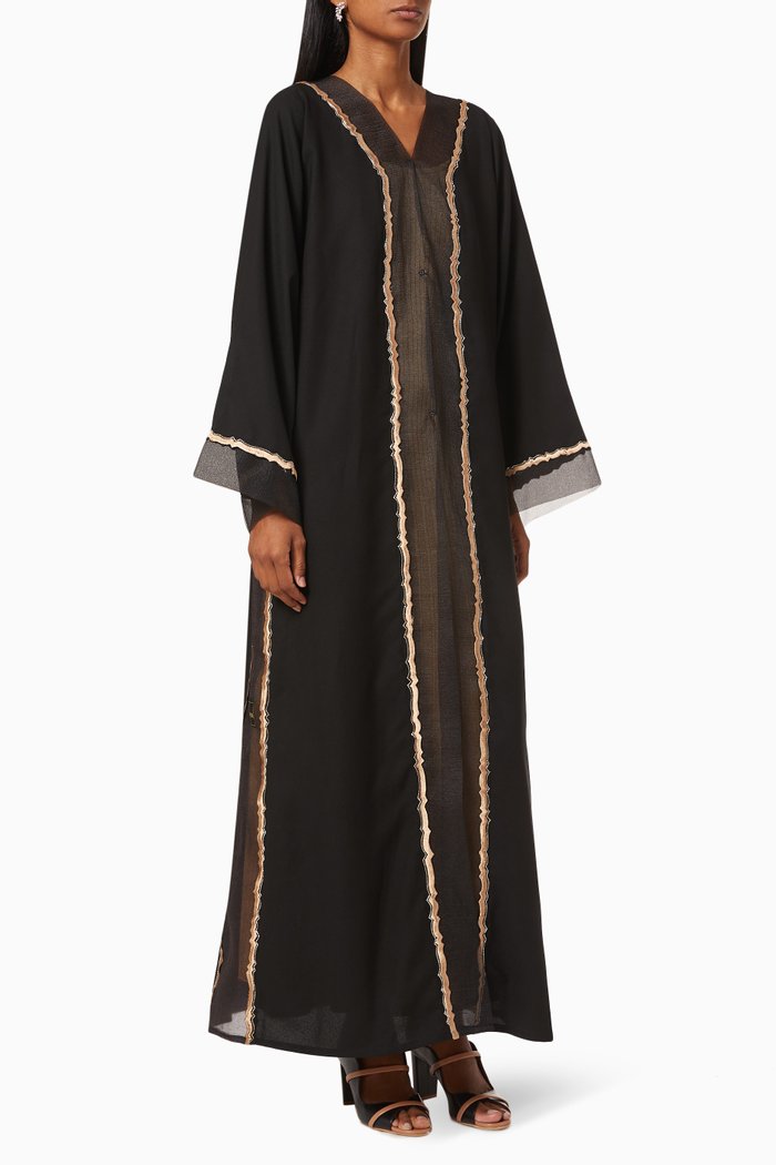 

Abaya with Contrast Embroidery, Green