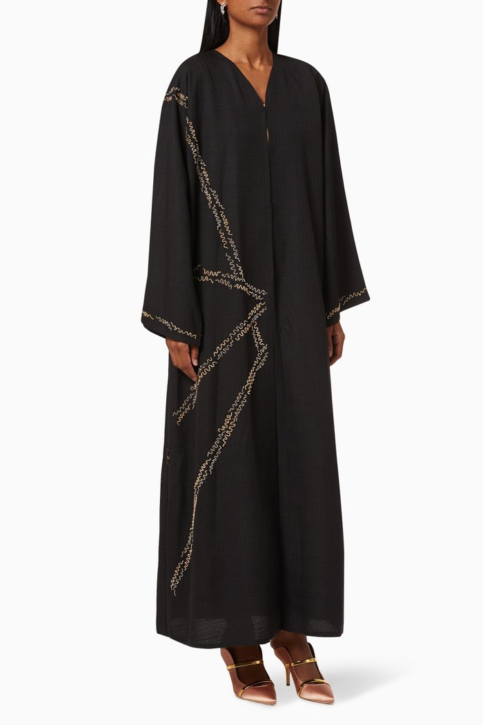 

Abaya with Beaded Embroidery, Black