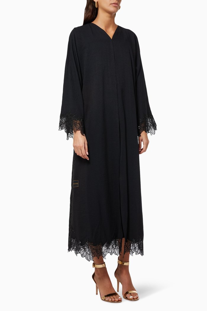 

Abaya with Bead Embroidery, Black