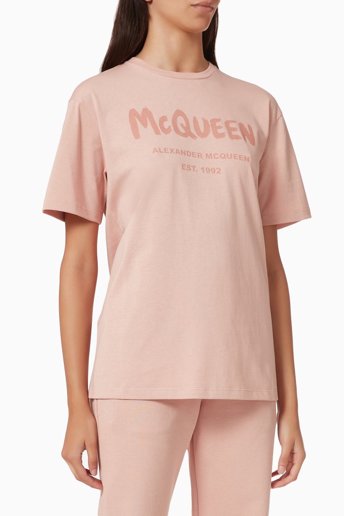 

McQueen Graffiti T-shirt in Cotton Jersey, Black
