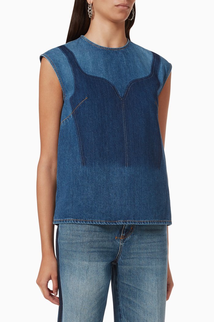 

Sleeveless Shirt in Denim, Blue