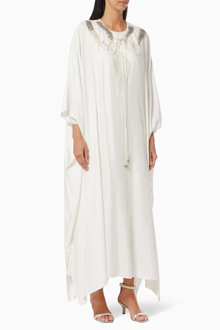 

Asymmetric Embroidered Dress, Neutral