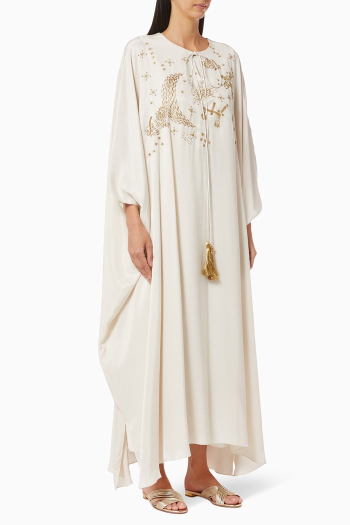 

Asymmetric Embroidered Dress, White