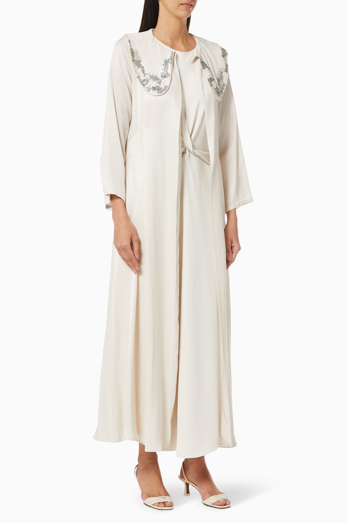 

Collared Jacket with Beaded Embroidery, White