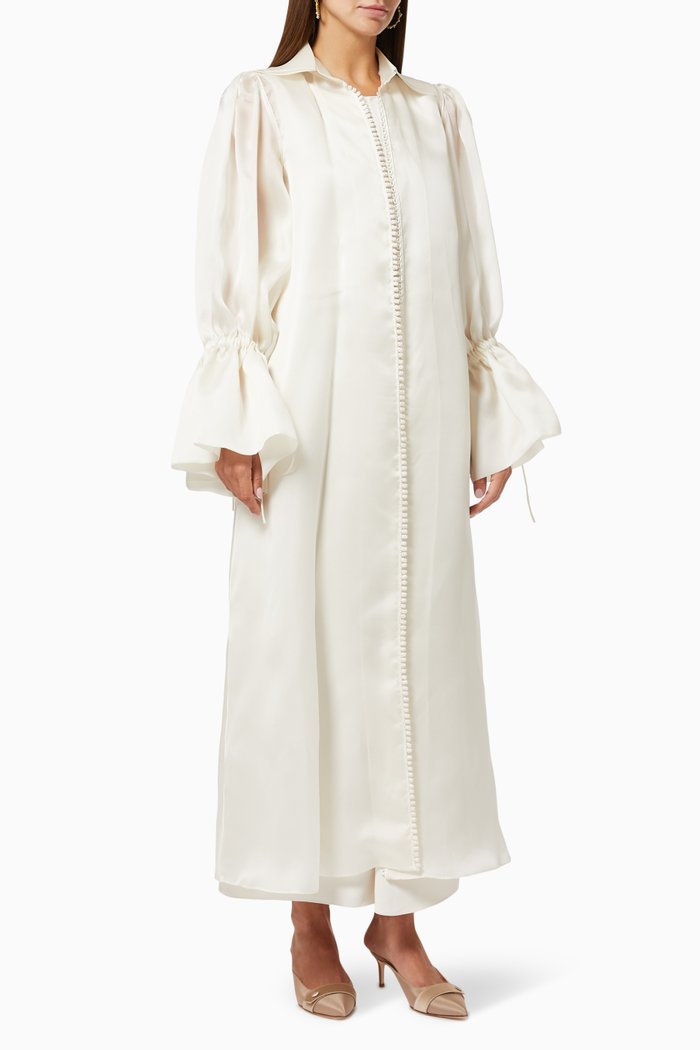 

Embroidered Trim Coat, White