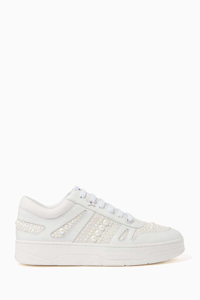 

Hawaii/F Sneakers with Pearls in Leather, White