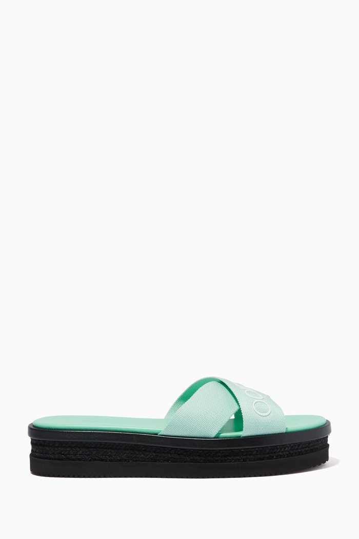 Joy Flats in Fabric and Leather, Green