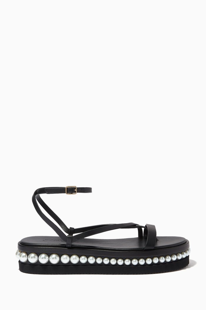

Pine Flat Platform Sandals in Vachetta Leather, Black