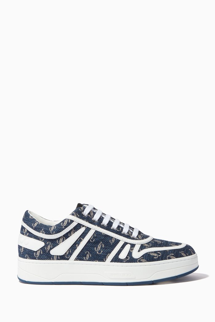 

Hawaii/F Sneakers in Logo Jacquard & Leather, Blue